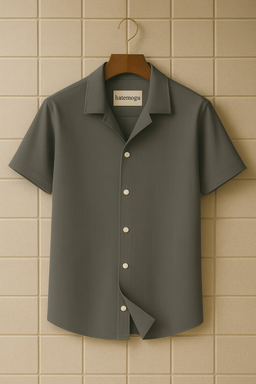 Mens Kumas Button Up Cuban Collar Loose Fit Shirt HATMS3 - Grey