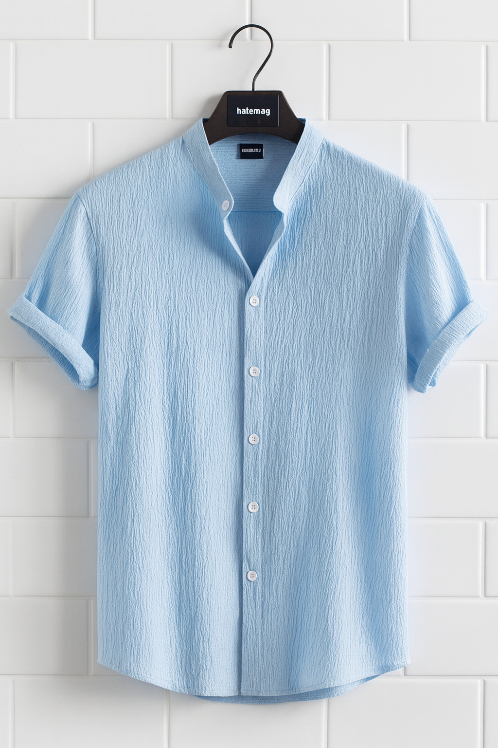 Mens Turkish Kumas Button Shirt HATMS11 - Light Blue