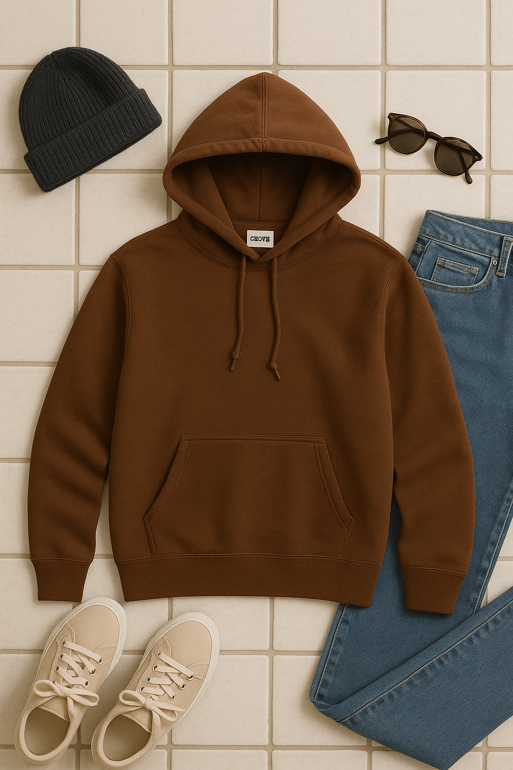 Groove Womens Kangaroo Pullover Hoodie GRWKPH1 - Brown