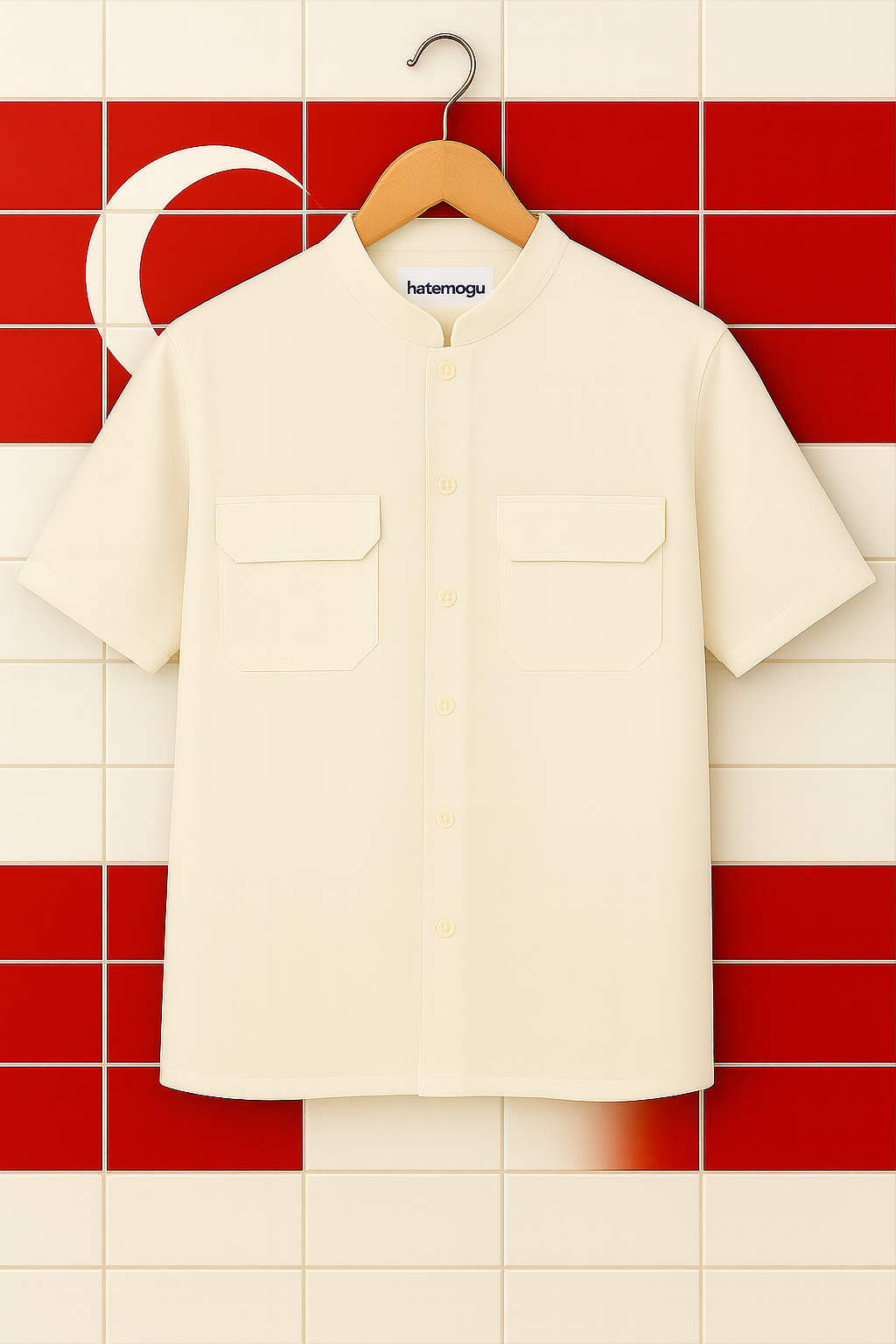 Mens Cotton Pocket Detail Shirt HATMS12 - Cream