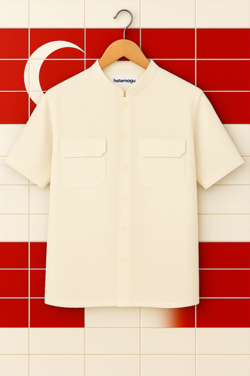 Mens Cotton Pocket Detail Shirt HATMS12 - Cream