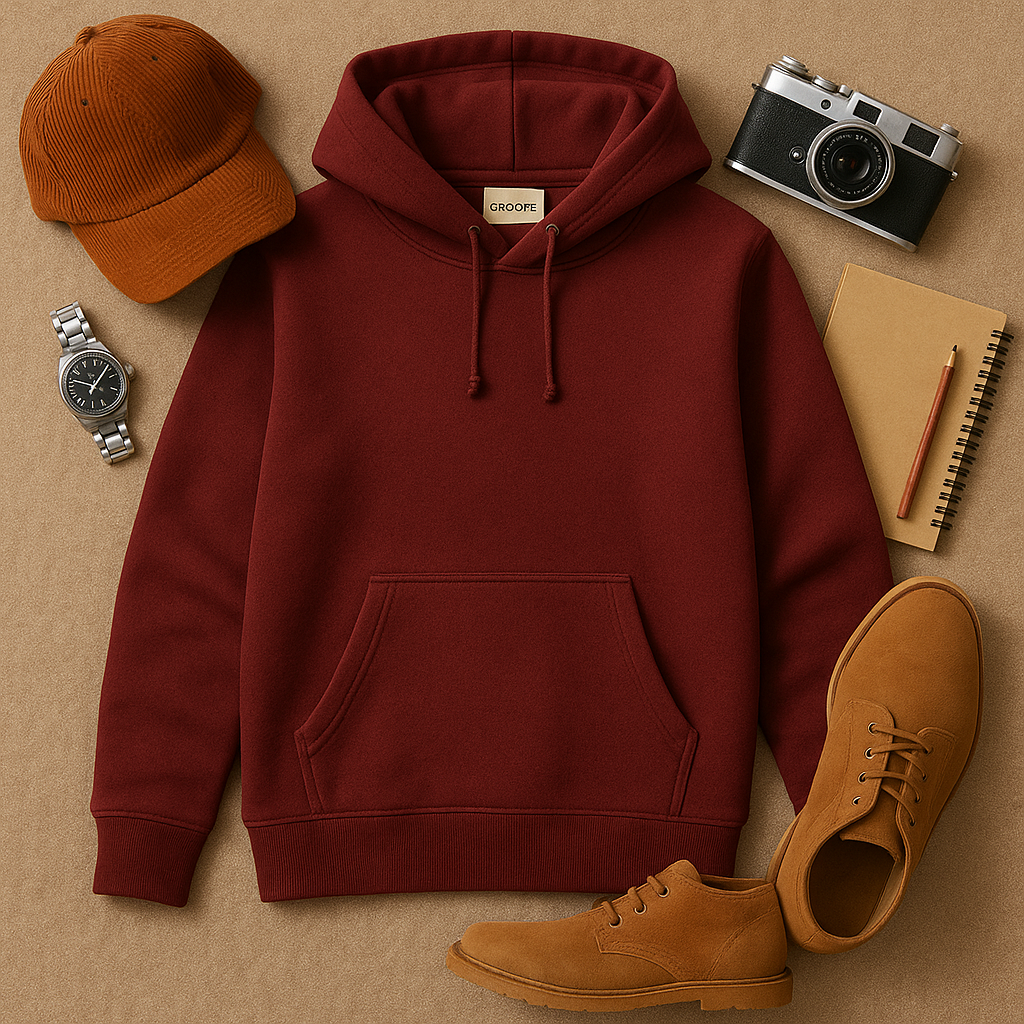 Groove Womens Kangaroo Pullover Hoodie GRWKPH1 - Maroon