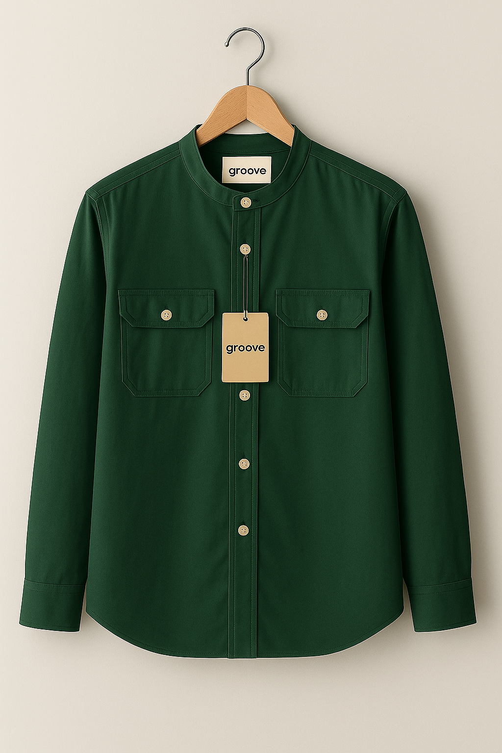 Mens Premium Cotton Button Full Sleeve Shirt - GRVCS15 - Green