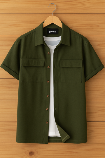 Mens Premium Viscose Button Shirt - GRVCS6 - Green