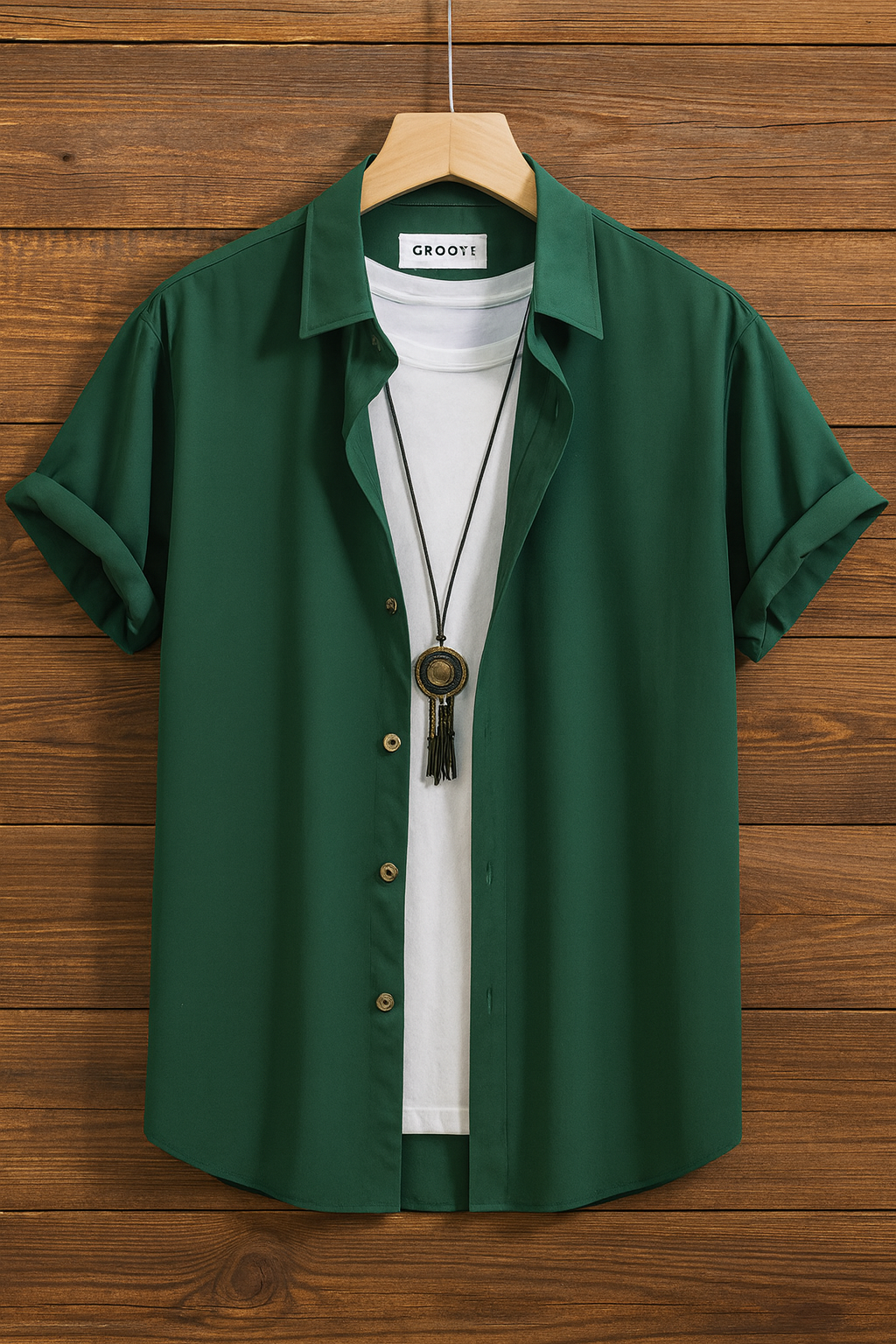 Mens Premium Cotton Button Shirt - GRVCS13 - Green