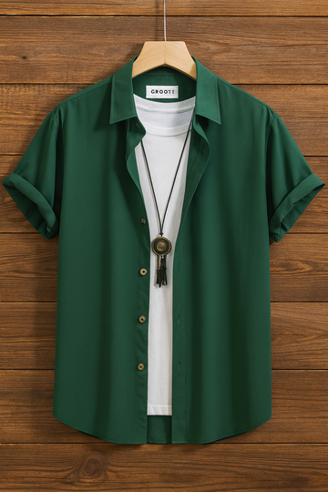 Mens Premium Cotton Button Shirt - GRVCS13 - Green