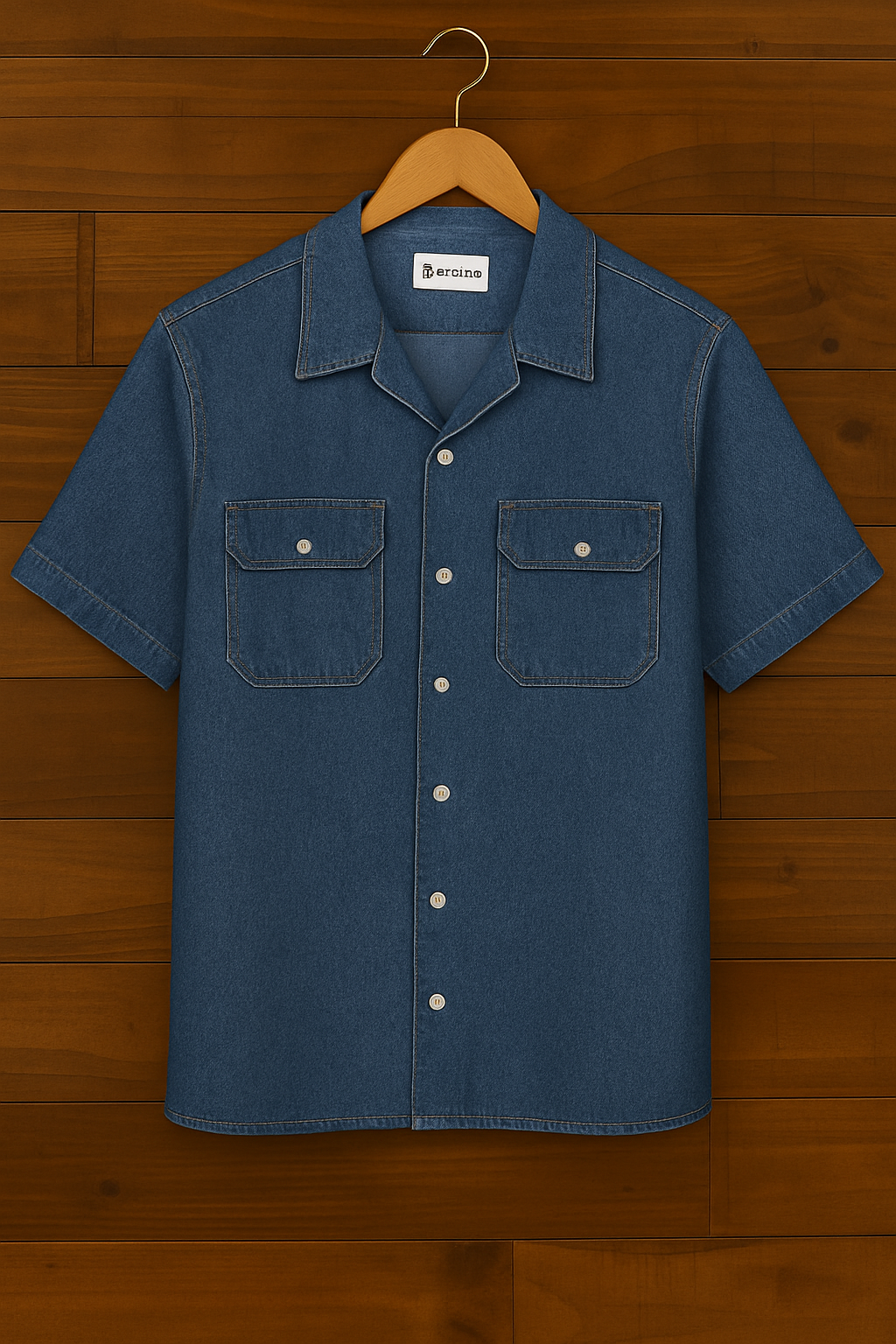 Mens Premium Denim Chambray Button Shirt - GRVCS27 - Blue