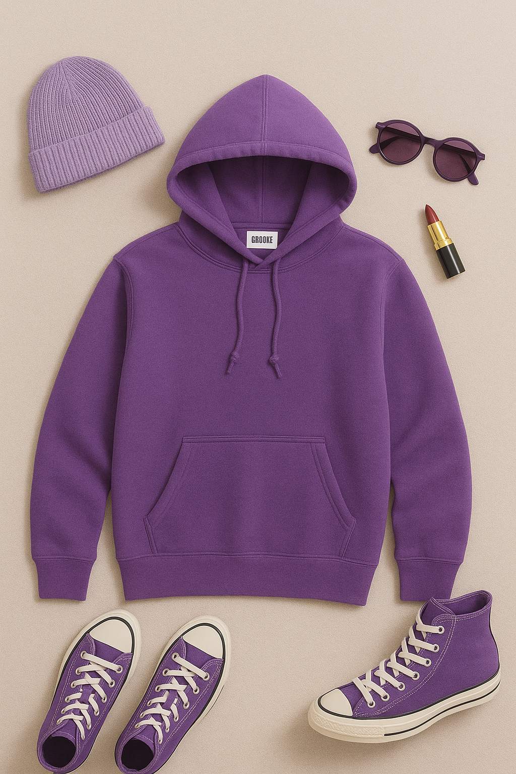 Groove Womens Kangaroo Pullover Hoodie GRWKPH1 - Purple