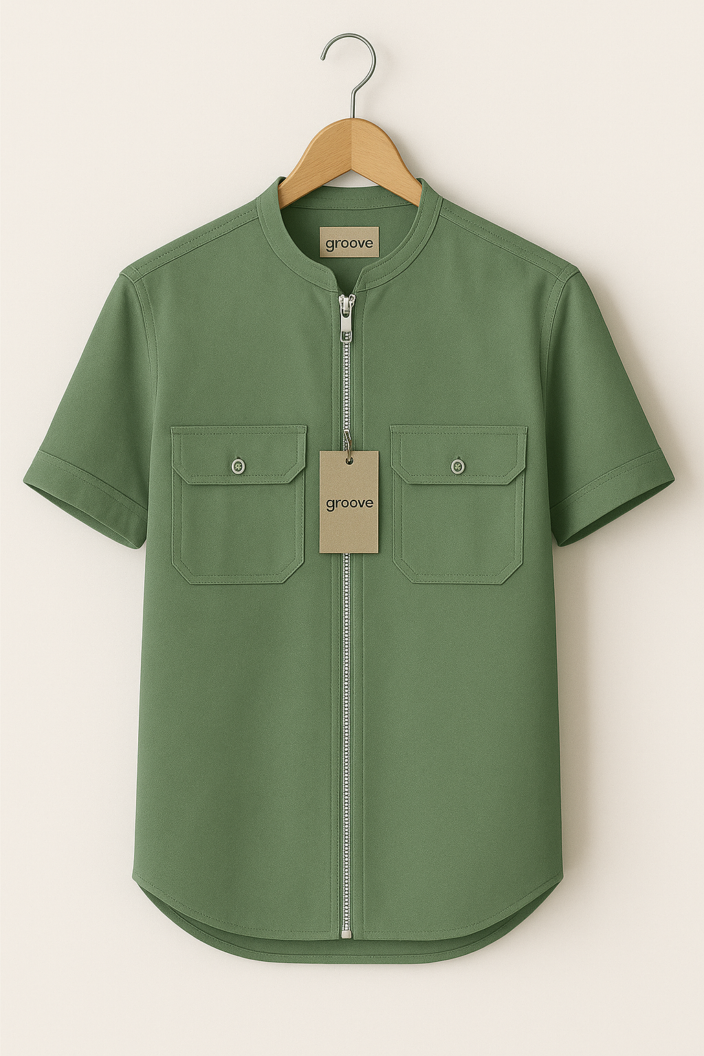 Mens Premium Cotton Zip Shirt - GRVCS19 - PG