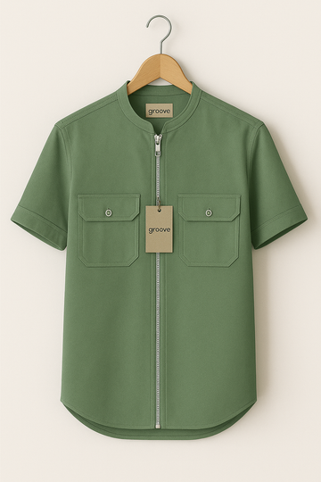 Mens Premium Cotton Zip Shirt - GRVCS19 - PG