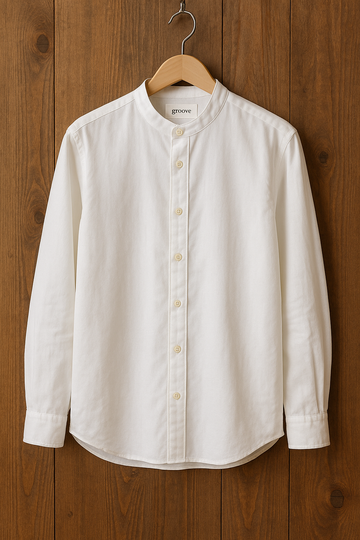 Mens Cotton Full Sleeve Button Shirt - GRVCS32 - White