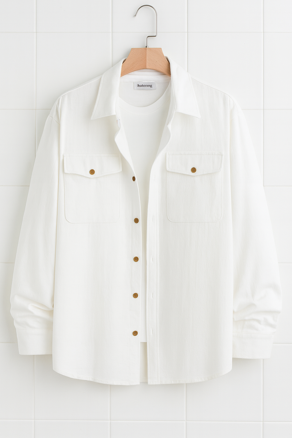 Mens Cotton Pocket Detail Shirt HATMS13 - White