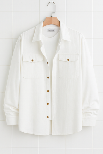 Mens Cotton Pocket Detail Shirt HATMS13 - White