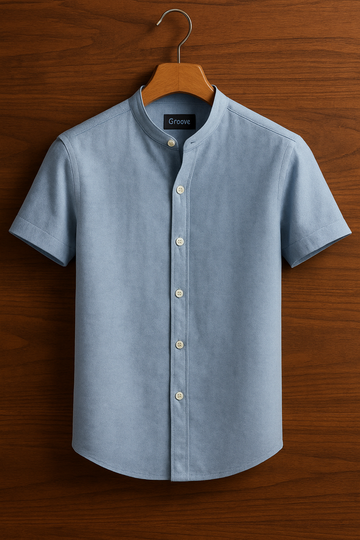 Mens Premium Cotton Button Shirt - GRVCS9 - Light Blue
