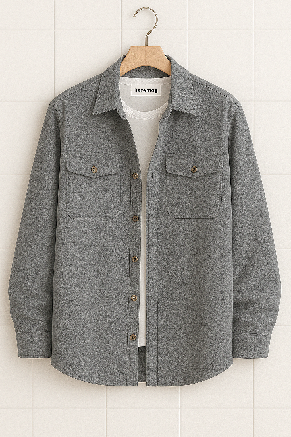 Mens Cotton Pocket Detail Shirt HATMS13 - Grey