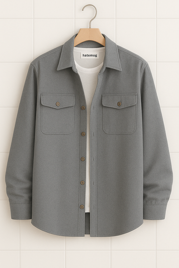 Mens Cotton Pocket Detail Shirt HATMS13 - Grey