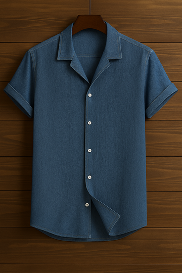 Mens Premium Denim Chambray Button Shirt - GRVCS26 - Blue