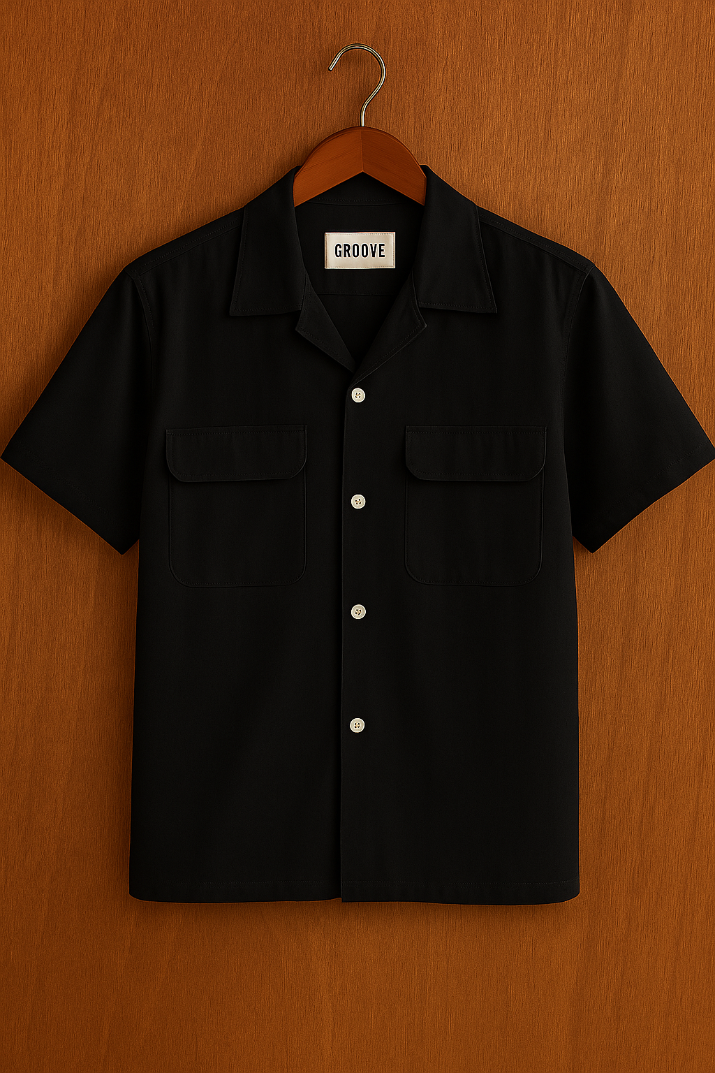 Mens Premium Heavy Viscose Button Shirt - GRVCS5 - Black
