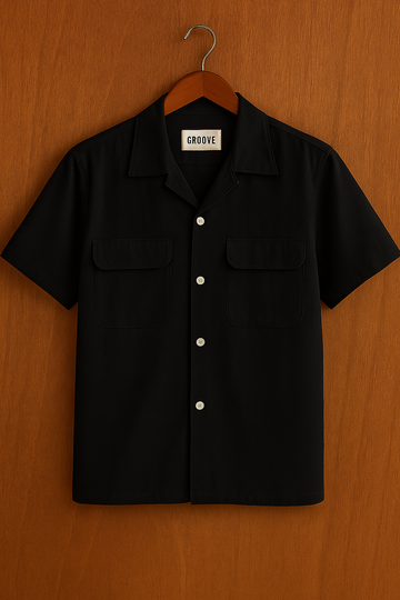 Mens Premium Heavy Viscose Button Shirt - GRVCS5 - Black
