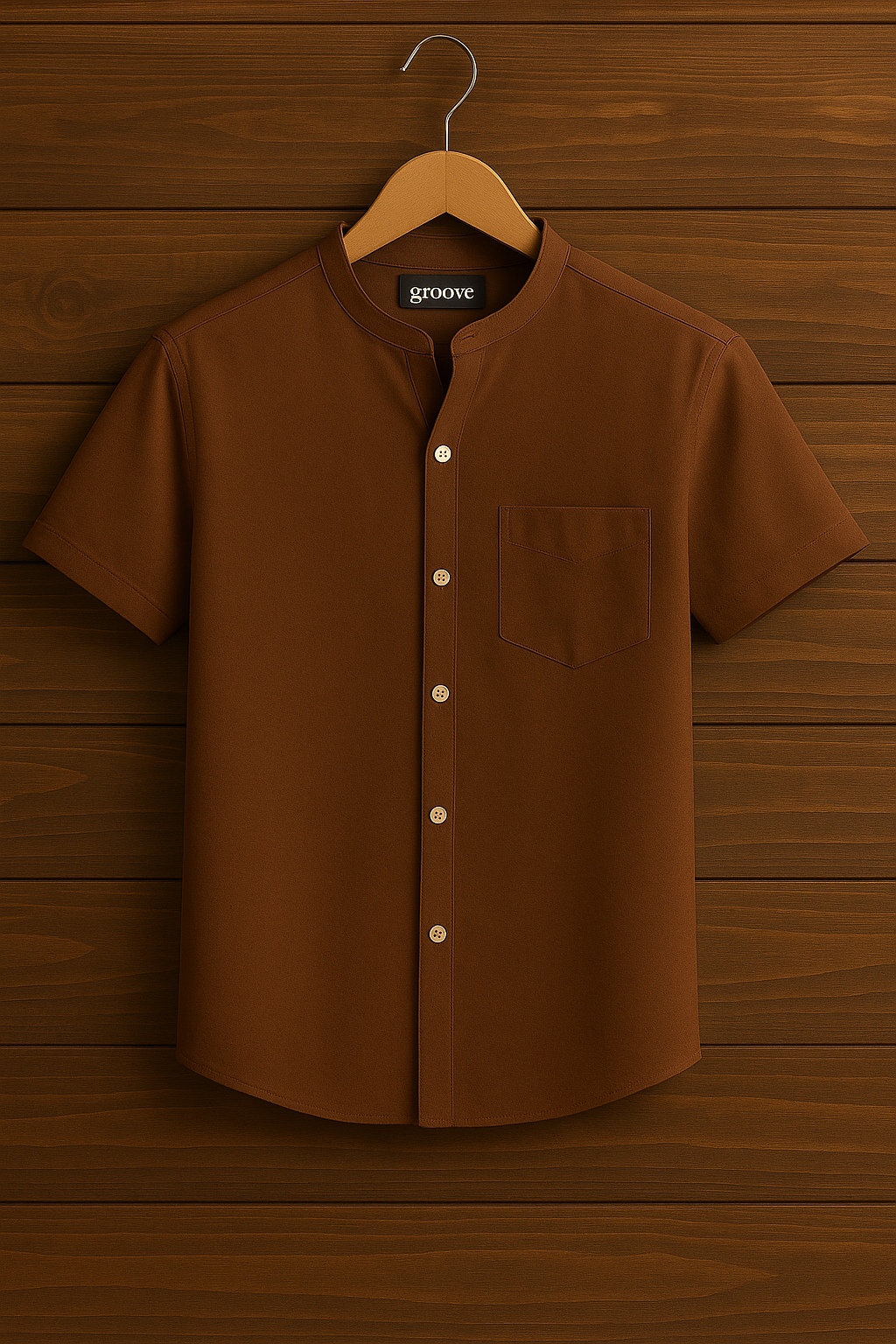 Mens Premium Cotton Button Shirt - GRVCS10 - Brown