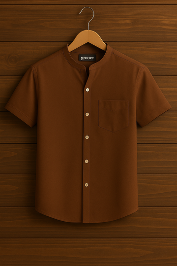 Mens Premium Cotton Button Shirt - GRVCS10 - Brown