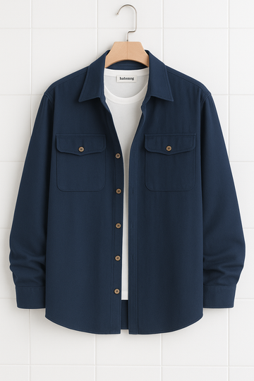Mens Cotton Pocket Detail Shirt HATMS13 - Navy Blue