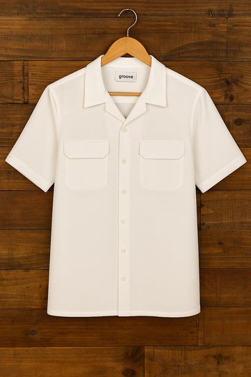 Mens Premium Cotton Button Shirt - GRVCS11 - White