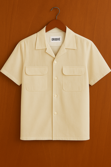 Mens Premium Heavy Viscose Button Shirt - GRVCS5 - Cream