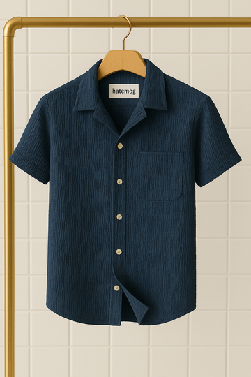 Mens Turkish Kumas Pocket Shirt HATMS5 - Navy Blue