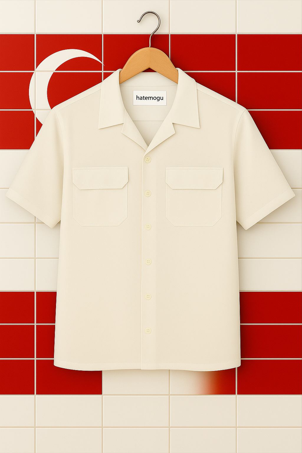 Mens Cotton Button Up Flap Pocket Shirt HATMS4 - White