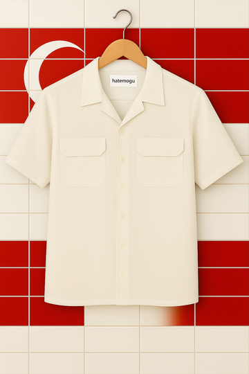 Mens Cotton Button Up Flap Pocket Shirt HATMS4 - White