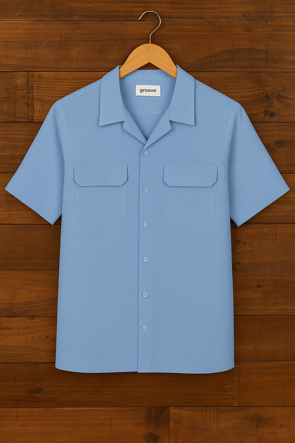 Mens Premium Cotton Button Shirt - GRVCS11 - Light Blue