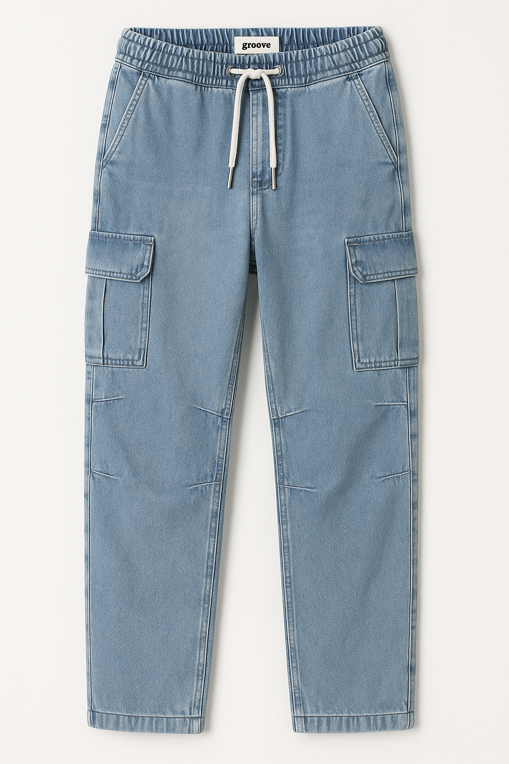 Mens Chambray Denim Jogger Pants by Groove - GMDJP1 - Blue