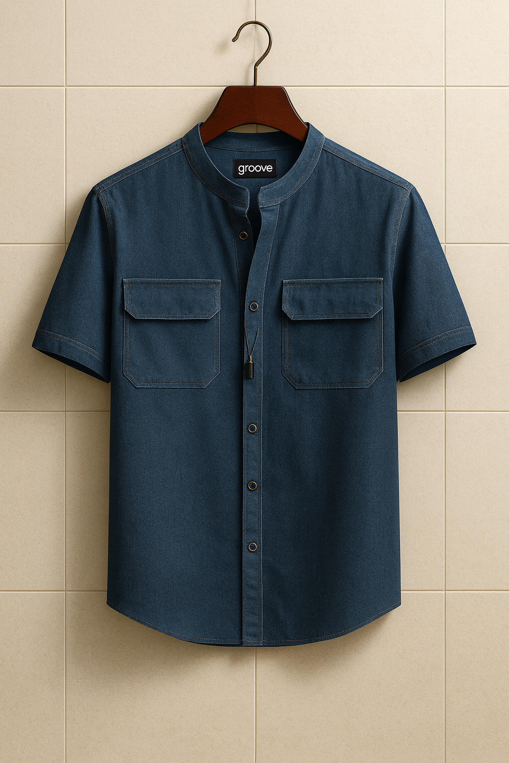 Mens Premium Chambray Cotton Button Shirt - GRVCS40 - Blue