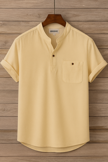Mens Premium Viscose Button Shirt - GRVCS4 - Cream