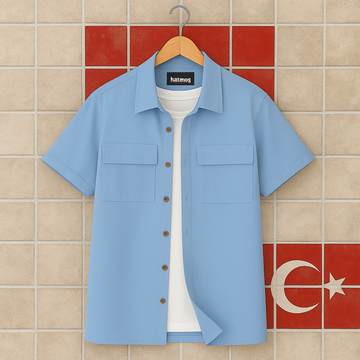 Mens Kumas Button Up Flap Pocket Shirt HATMS2 - Light Blue