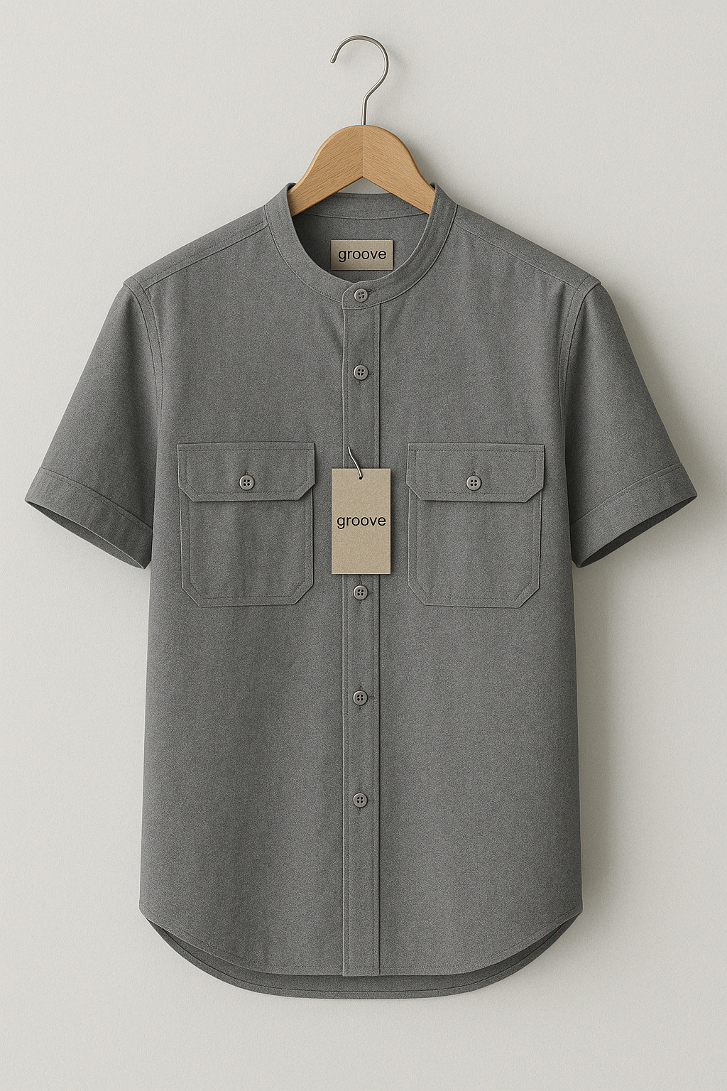 Mens Premium Cotton Button Shirt - GRVCS14 - Grey