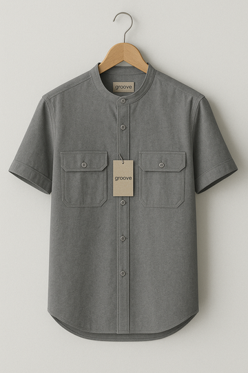 Mens Premium Cotton Button Shirt - GRVCS14 - Grey