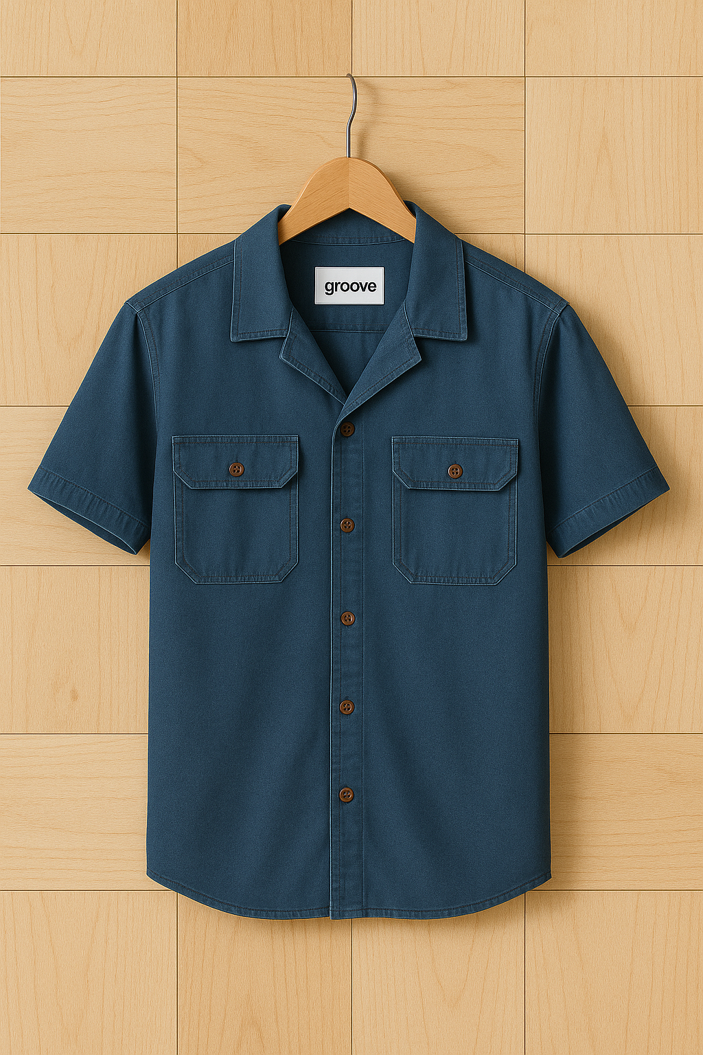 Mens Premium Chambray Cotton Button Shirt - GRVCS39 - Blue