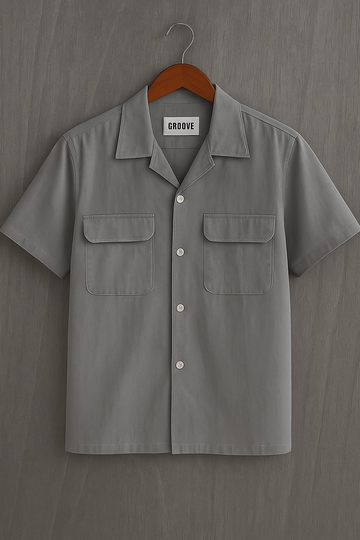 Mens Premium Heavy Viscose Button Shirt - GRVCS5 - Grey