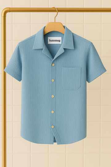 Mens Turkish Kumas Pocket Shirt HATMS5 - Light Blue