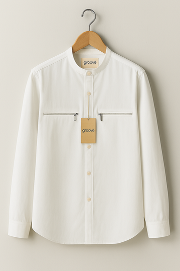 Mens Premium Cotton Button Full Sleeve Shirt - GRVCS16 - White
