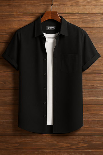 Mens Premium Viscose Button Shirt - GRVCS3 - Black