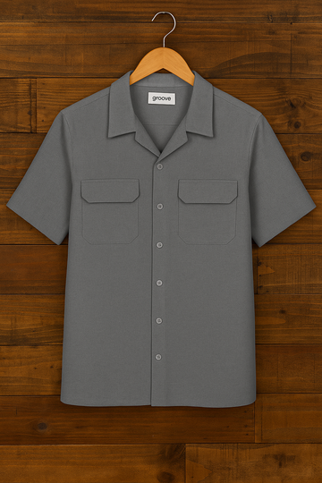 Mens Premium Cotton Button Shirt - GRVCS11 - Grey