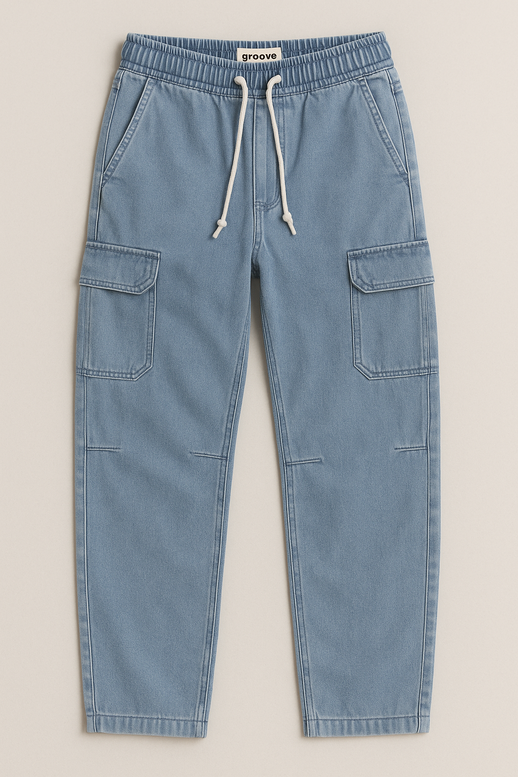 Mens Chambray Denim Jogger Pants by Groove - GMDJP2 - Blue