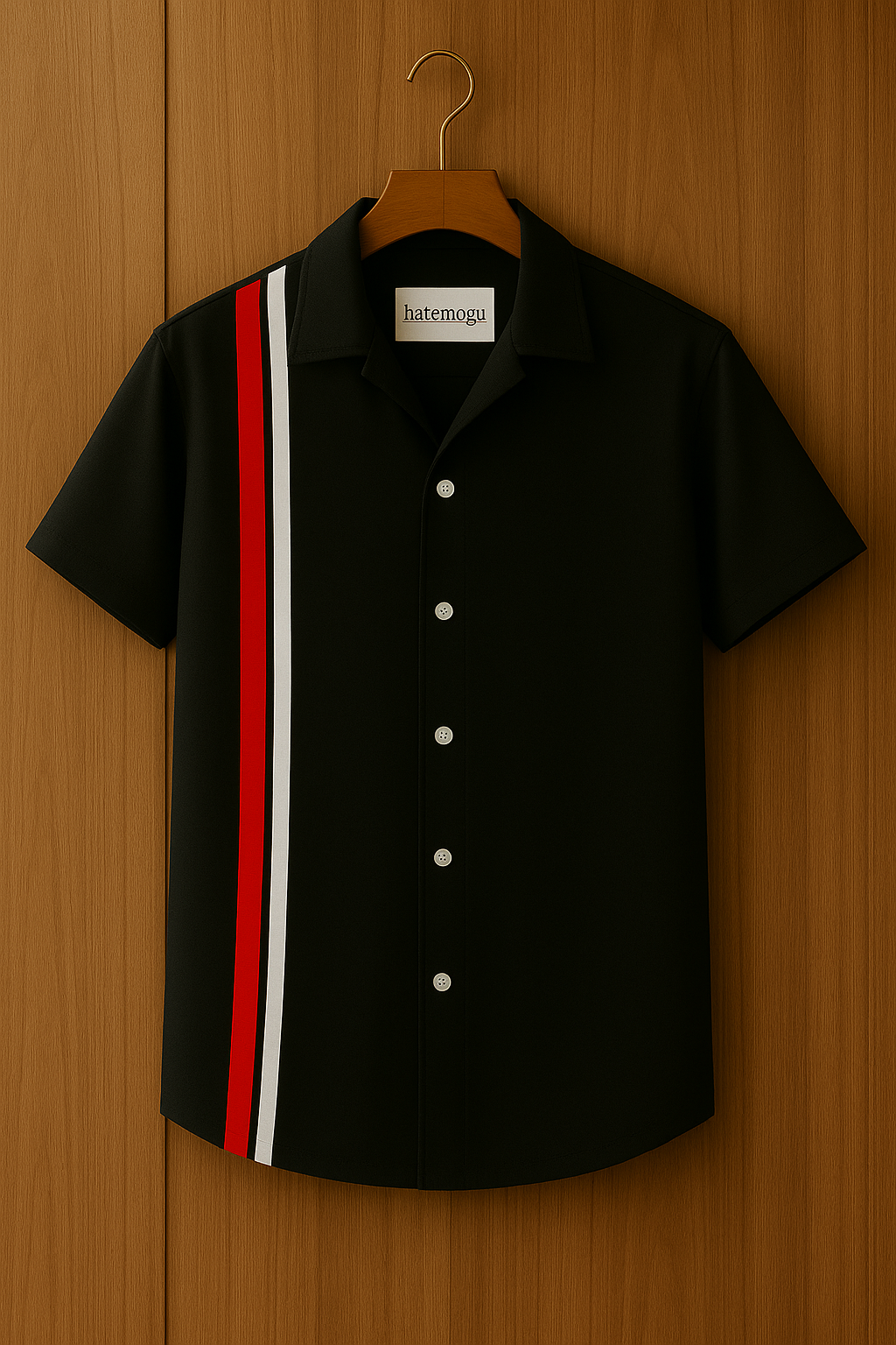 Mens Kumas Stripe Detail Shirt HATMS7 - Black