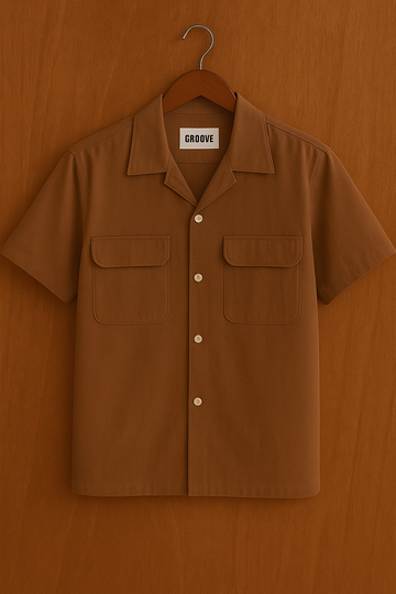 Mens Premium Heavy Viscose Button Shirt - GRVCS5 - Brown