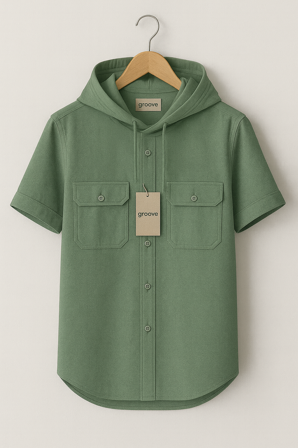 Mens Premium Cotton Hooded Button Shirt - GRVCS20 - PG