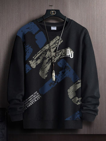 Mens Printed Sweatshirt GRMPR32 - Black