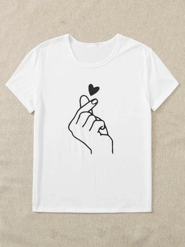 Womens Premium Cotton Printed T-Shirt - APRIN116 - White